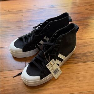 Adidas Black and White High-Top Sneakers